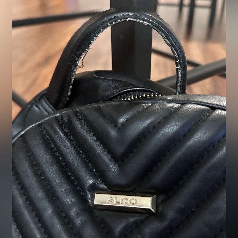 ALDO Chevron Patterned Black Backpack - Picture 3 of 4